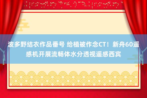 波多野结衣作品番号 给植被作念CT！新舟60遥感机开展流畅体水分透视遥感西宾