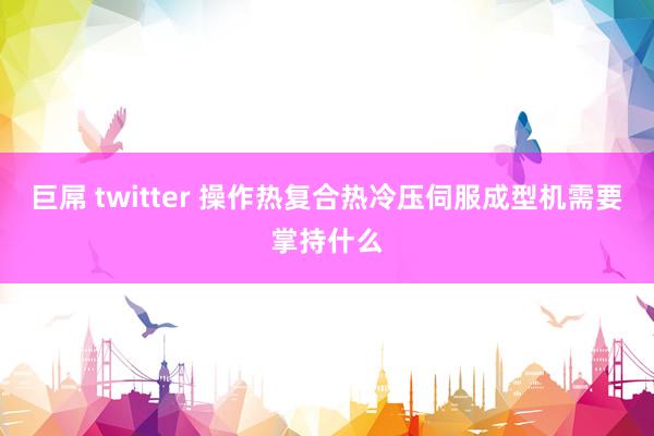 巨屌 twitter 操作热复合热冷压伺服成型机需要掌持什么