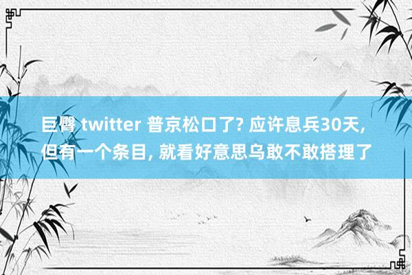 巨臀 twitter 普京松口了? 应许息兵30天, 但有一个条目, 就看好意思乌敢不敢搭理了