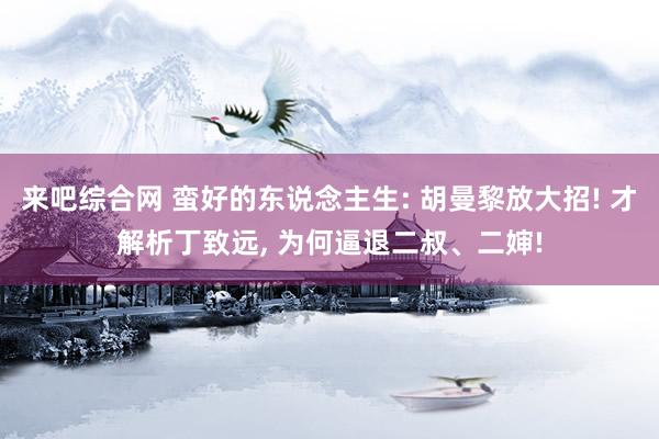 来吧综合网 蛮好的东说念主生: 胡曼黎放大招! 才解析丁致远, 为何逼退二叔、二婶!